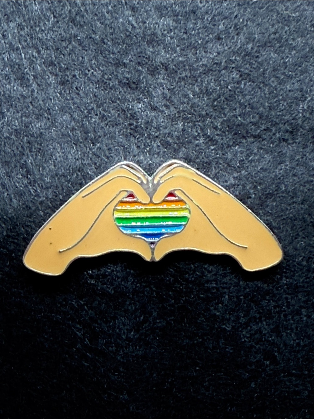 Unisex Contemporary Enameled Hand Hearts LGBTQIA+ Pride Pin Brooch